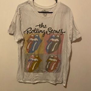 white rolling stones shirt